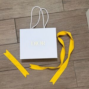 Dior White Bag with Bright Yellow Ribbon